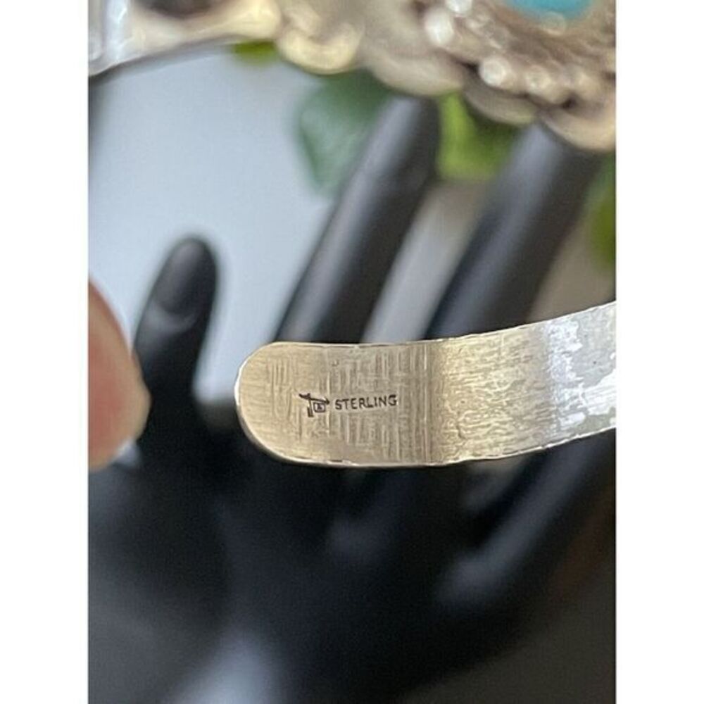 Vintage 1960's Bell Trading Post Sterling & Turquoise Cuff Bracelet - Picture 11 of 14